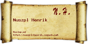 Nuszpl Henrik névjegykártya